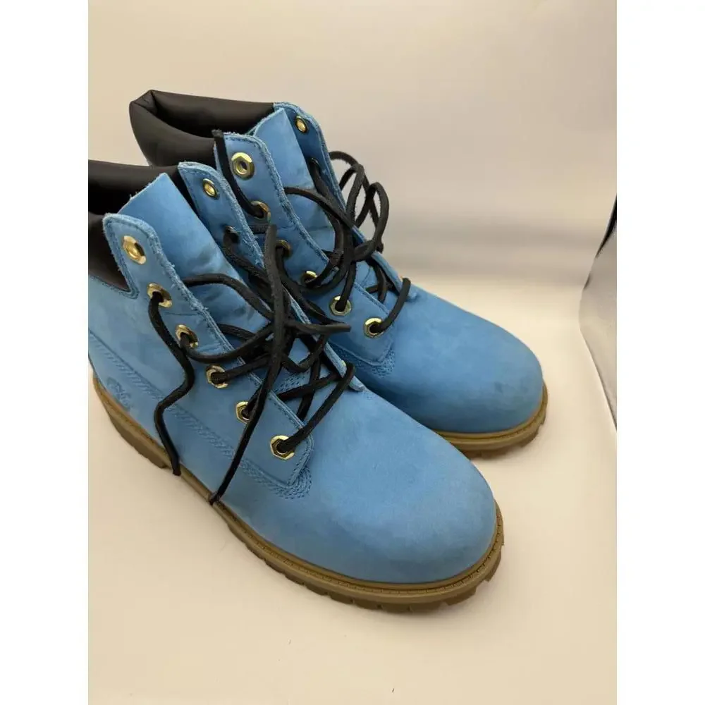 Timberland Classic 6-Inch Premium Waterproof Boots Blue Suede Boys 5.5 - Picture 5 of 14